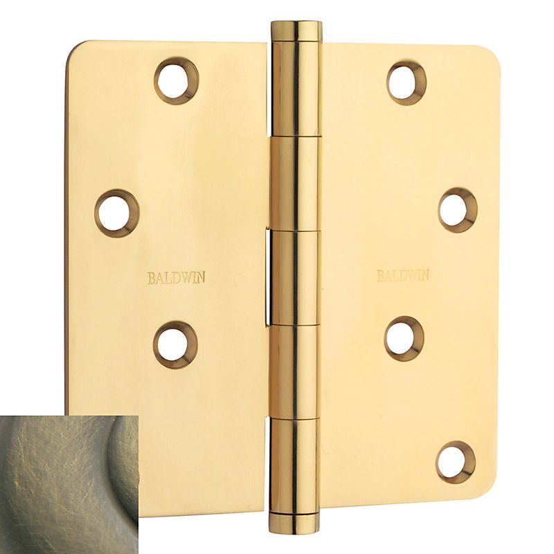 Baldwin 1440050I 4" x 4" - 1/4" Radius Mortise Hinge Antique Brass Finish
