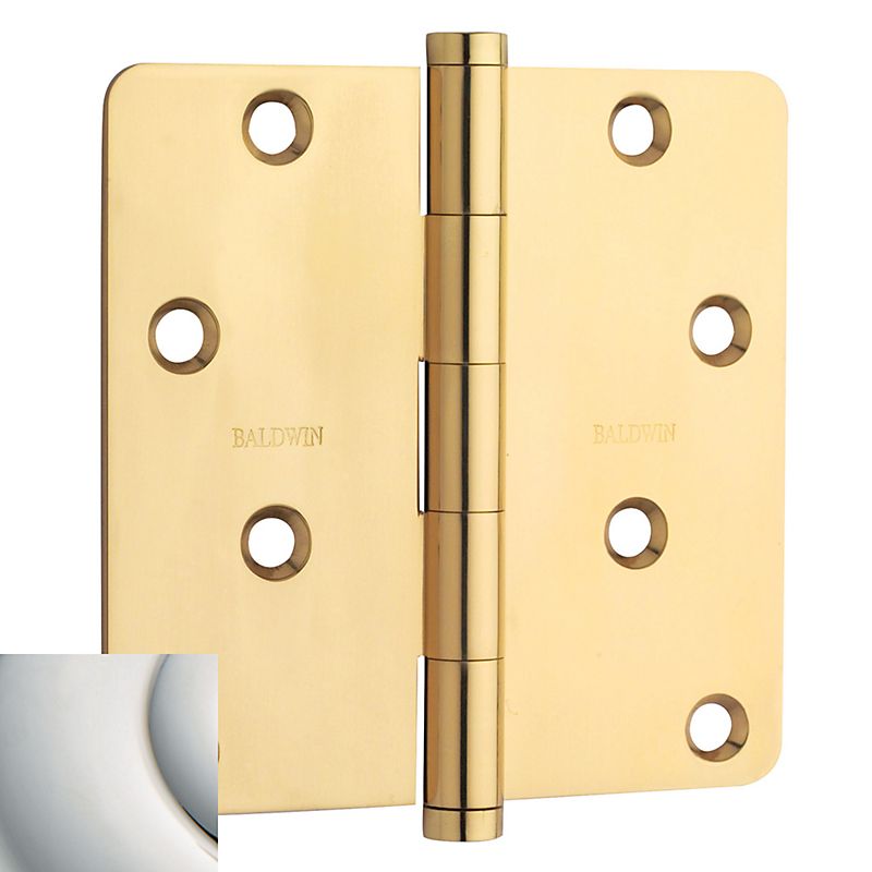 Baldwin 1440055I 4" x 4" - 1/4" Radius Mortise Hinge Lifetime Bright Nickel Finish