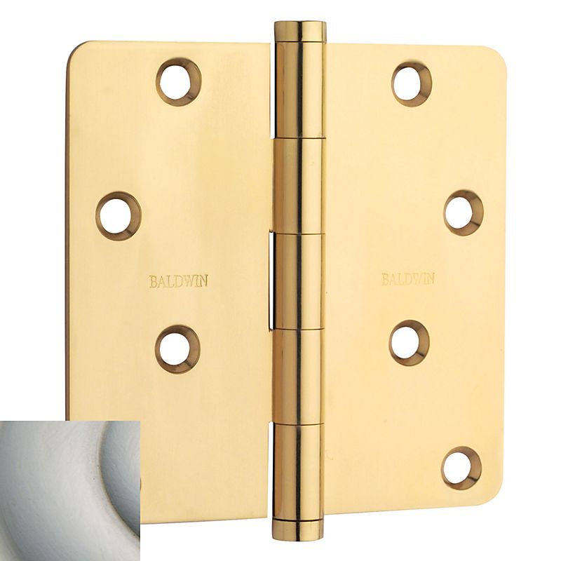 Baldwin 1440056I 4" x 4" - 1/4" Radius Mortise Hinge Lifetime Satin Nickel Finish