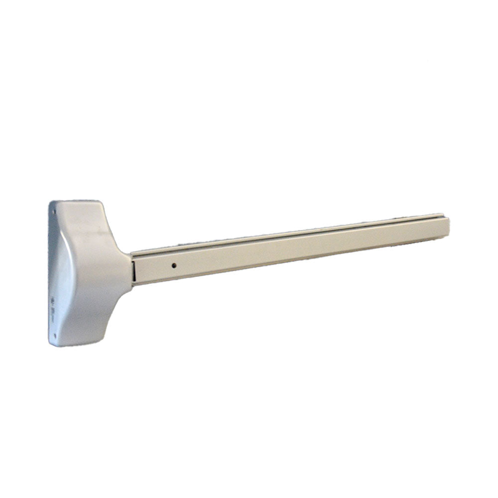 ASSA Abloy Accentra 1810F36689LHR Left Hand Reverse 3 Hour Fire Rated 3' x 7' Exit Only Economy Surface Vertical Rod Exit Device 689 Aluminum Finish Main image