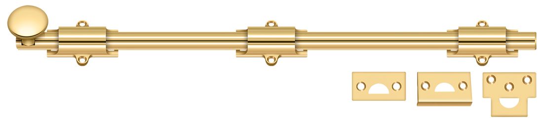 Deltana 18SB003 18" Surface Bolt; Heavy Duty; Lifetime Brass Finish Main image