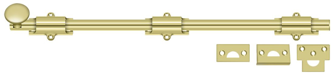 Deltana 18SB3 18" Surface Bolt; Heavy Duty; Bright Brass Finish Main image