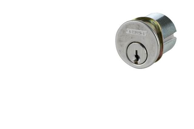 Schlage Commercial 20001S123626114 1-1/4" Everest Conventional Mortise Cylinder S123 Keyway with Compression Ring and Spring with Straight Cam Satin Chrome Finish Main image