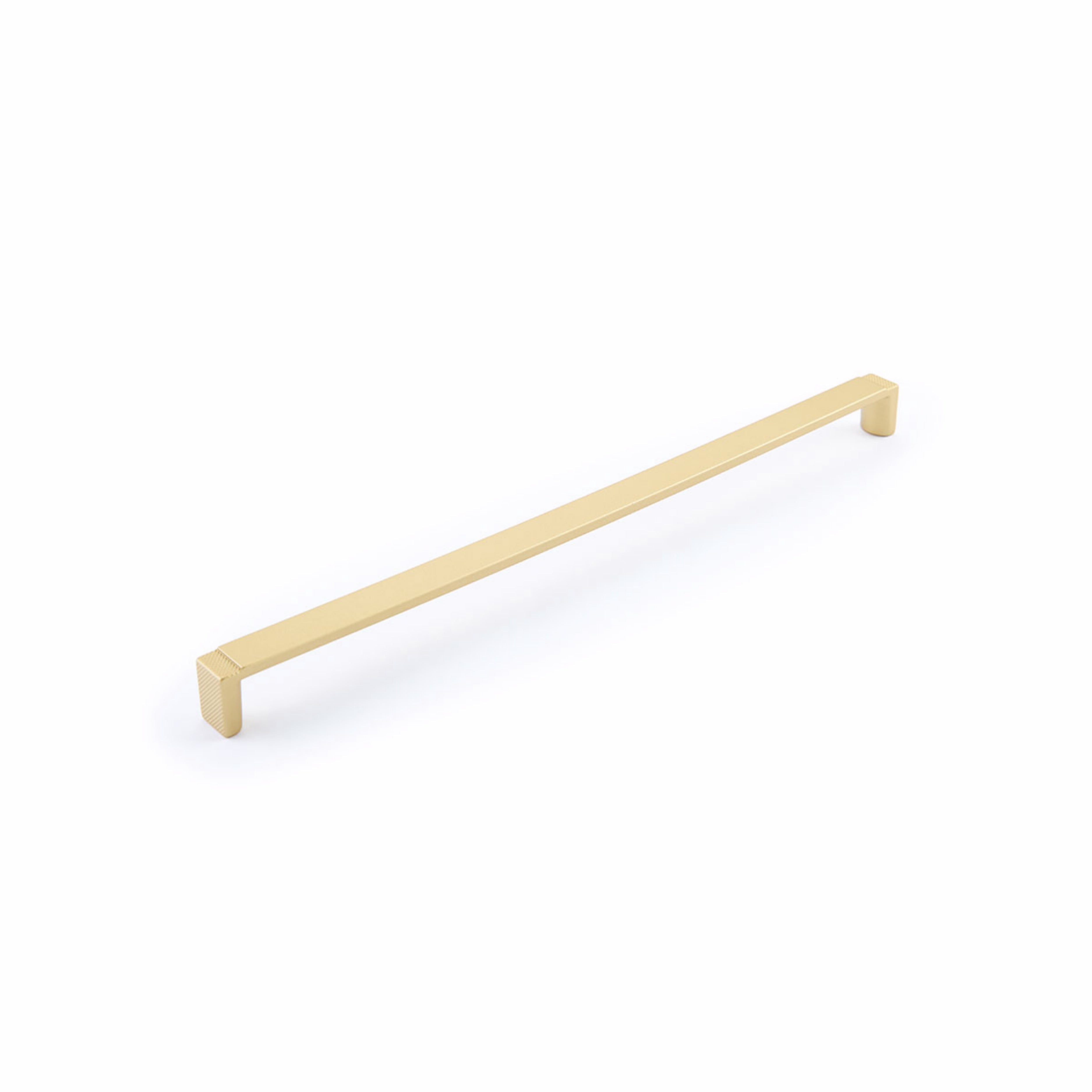 Schaub 20018-SSB 12-5/8" Center to Center Quadrato Wide Cabinet Pull Signature Satin Brass Finish Main image