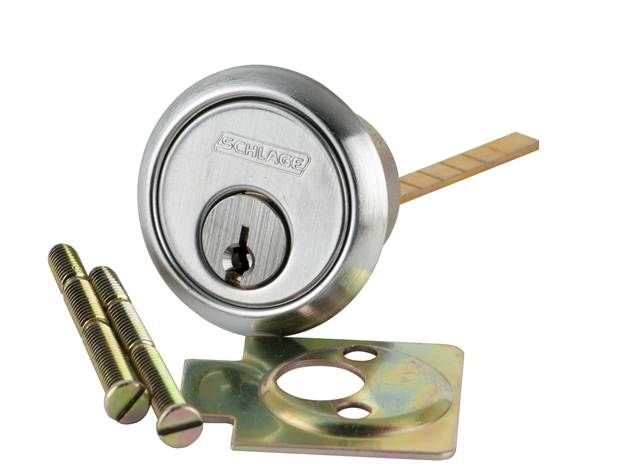 Schlage Commercial 20022C145626 Conventional Rim Everest Cylinder C145 Keyway with Horizontal Tailpiece Satin Chrome Finish Main image