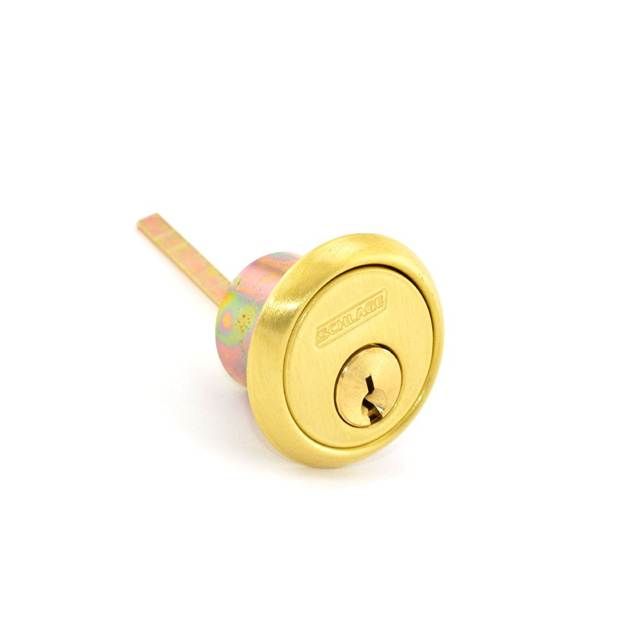 Schlage Commercial 20022C606 Conventional Rim Cylinder C Keyway with Horizontal Tailpiece Satin Brass Finish Main image