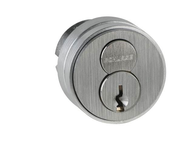 Schlage Commercial 20061E626 Conventional Core Mortise Cylinder E Keyway with Compression Ring; Spring; and 3/8" Blocking Ring with Straight Cam Satin Chrome Finish Main image