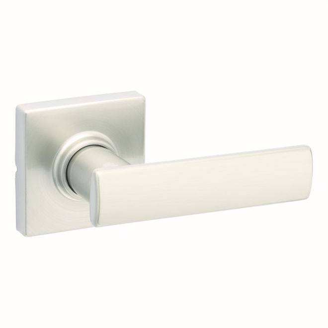 Kwikset 200BRNLSQT-15 Breton Lever with Square Rose Passage Door Lock with 6AL Latch and RCS Strike Satin Nickel Finish