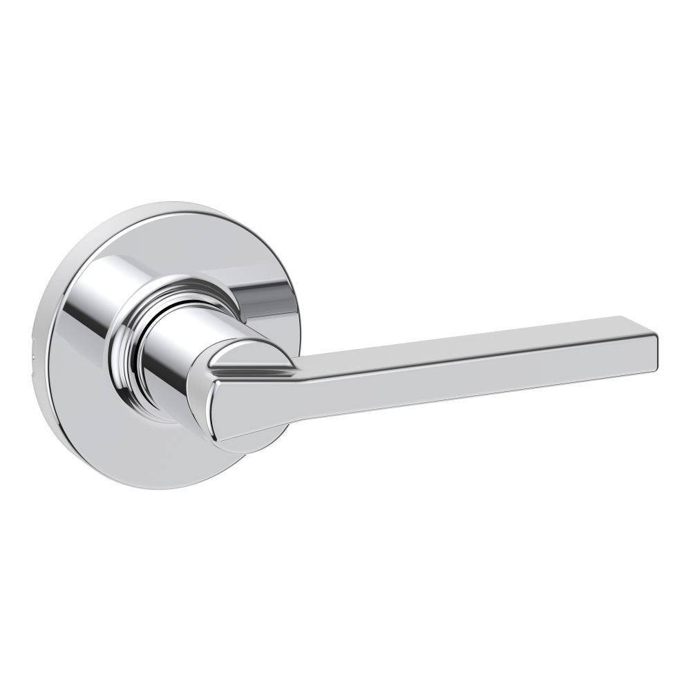 Kwikset 200CSLRDT-26 Casey Lever with Round Rose Passage Door Lock with 6AL Latch and RCS Strike Bright Chrome Finish