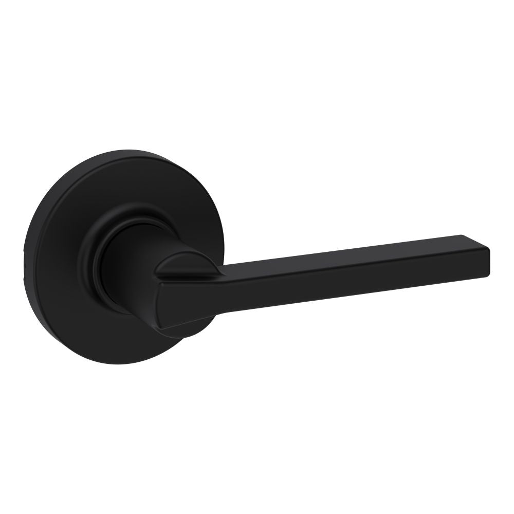 Kwikset 200CSLRDT-514 Casey Lever with Round Rose Passage Door Lock with 6AL Latch and RCS Strike Matte Black Finish