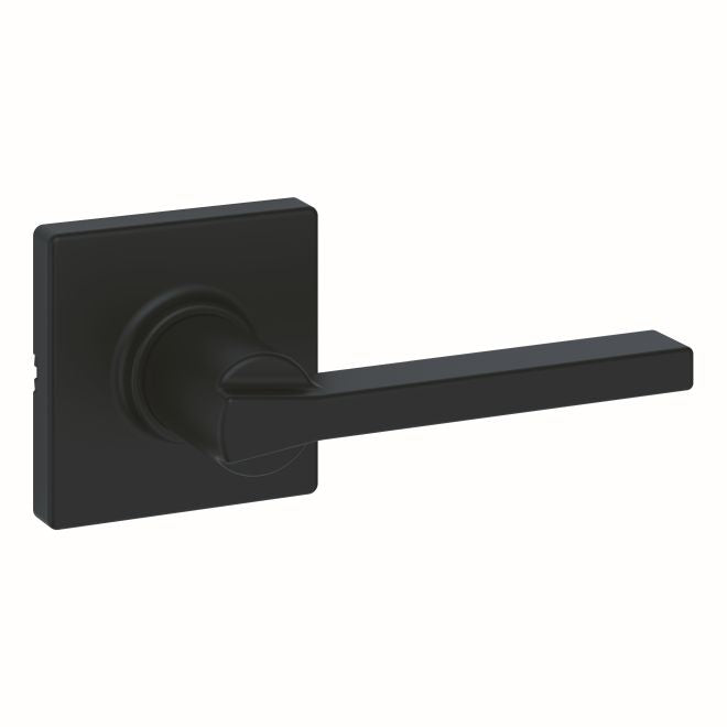 Kwikset 200CSLSQT-514 Casey Lever with Square Rose Passage Door Lock with 6AL Latch and RCS Strike Matte Black Finish