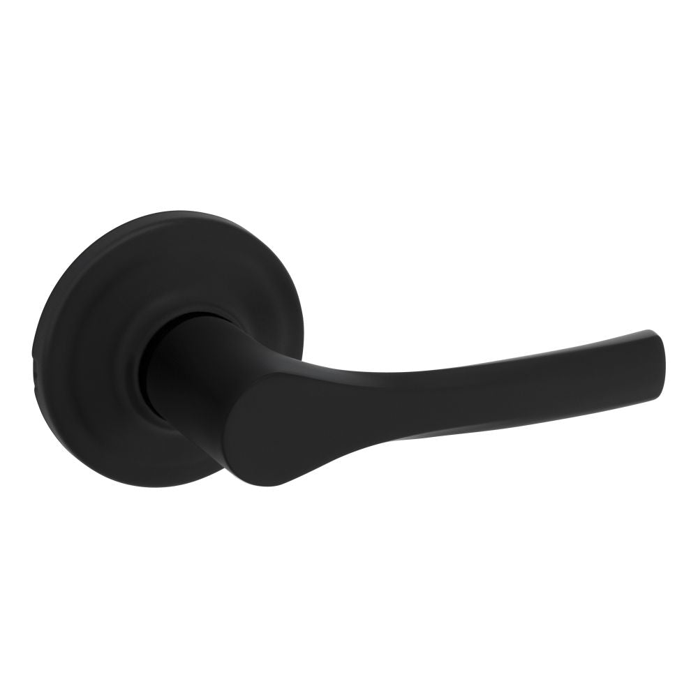 Kwikset 200HYL-514 Henley Lever Passage Door Lock with 6AL Latch and RCS Strike Matte Black Finish