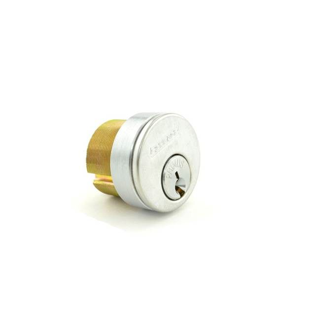 Schlage Commercial 20706C626118LKB 1-1/8" Primus Mortise Cylinder C Keyway with 3/8" Blocking Ring with Adams Rite Cam Less Key Blank Satin Chrome Finish TND # P01805