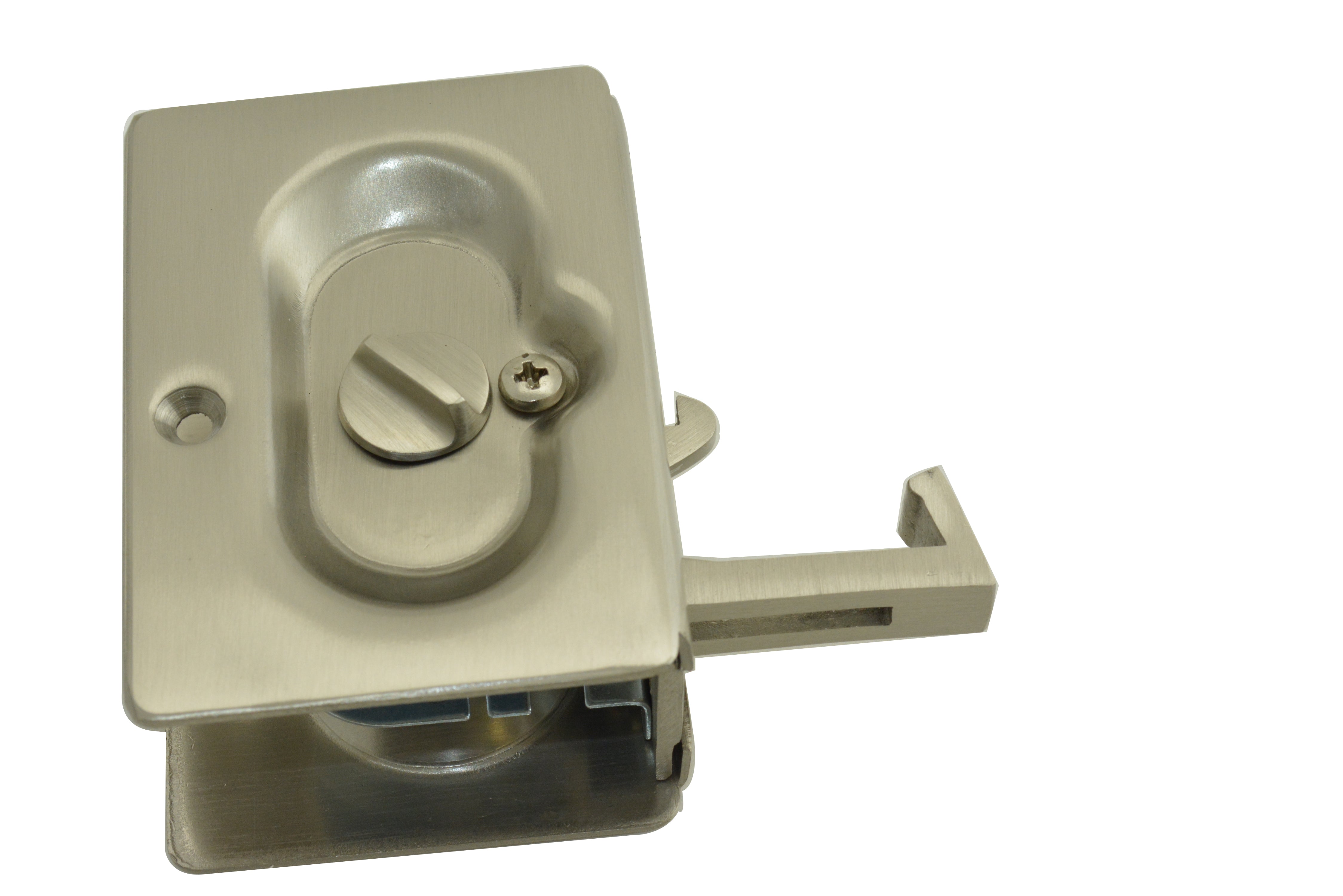 Emtek 2102US15 Priv Pocket Door Lock Satin Nickel Finish Main image