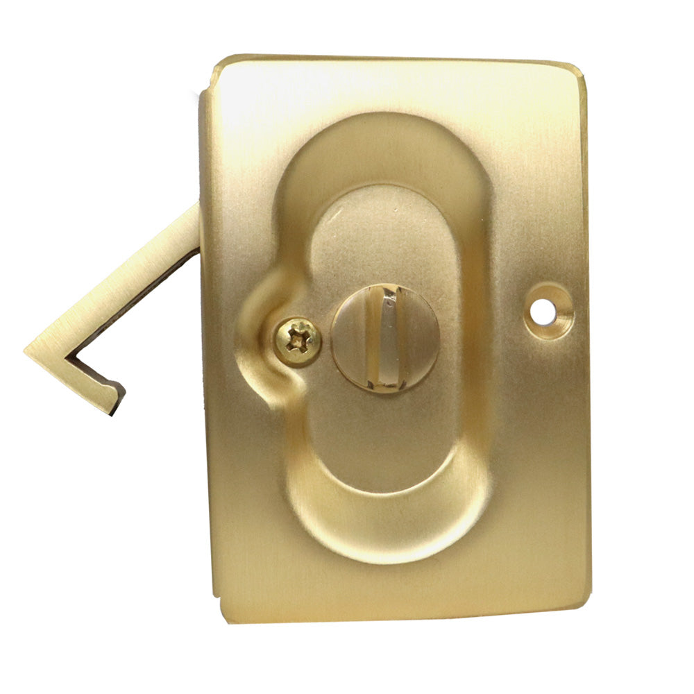Emtek 2102US4 Priv Pocket Door Lock Satin Brass Finish Main image