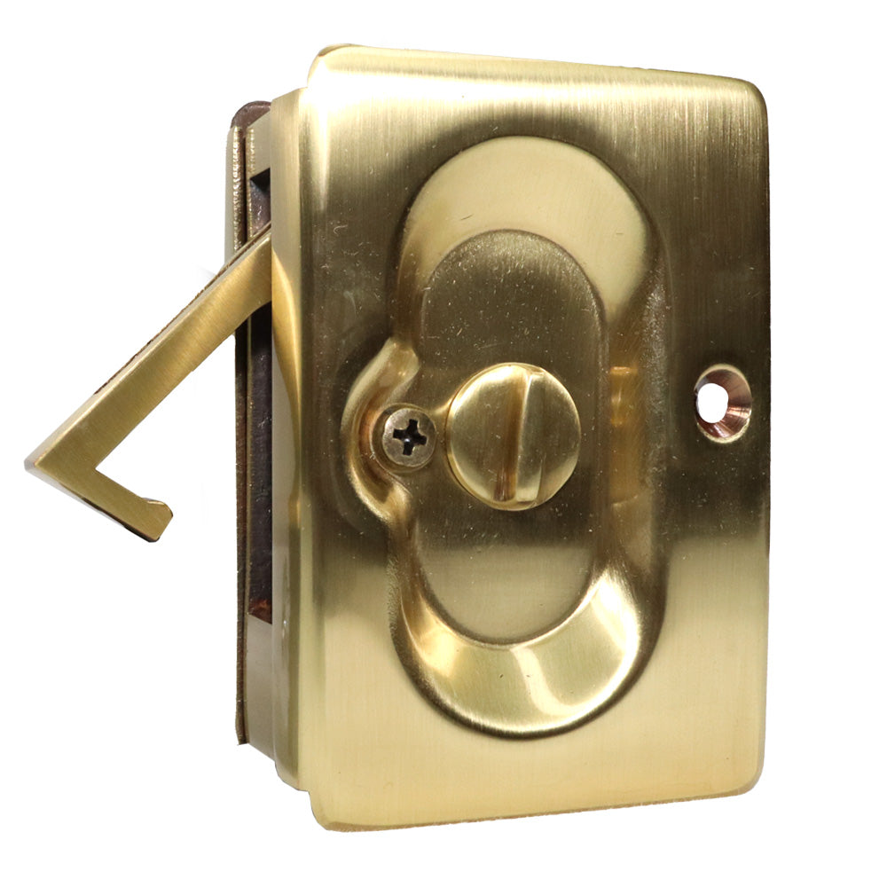 Emtek 2102US7 Priv Pocket Door Lock French Antique Brass Finish Main image