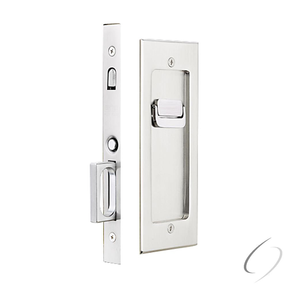Emtek 2115US15138 Modern Rectangular Privacy Pocket Door Mortise Lock for 1-3/8" Door Satin Nickel Finish Main image