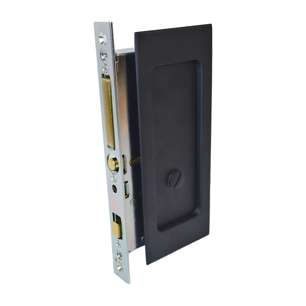 Emtek 2115US19134 Modern Rectangular Privacy Pocket Door Mortise Lock for 1-3/4" Door Flat Black Finish Main image