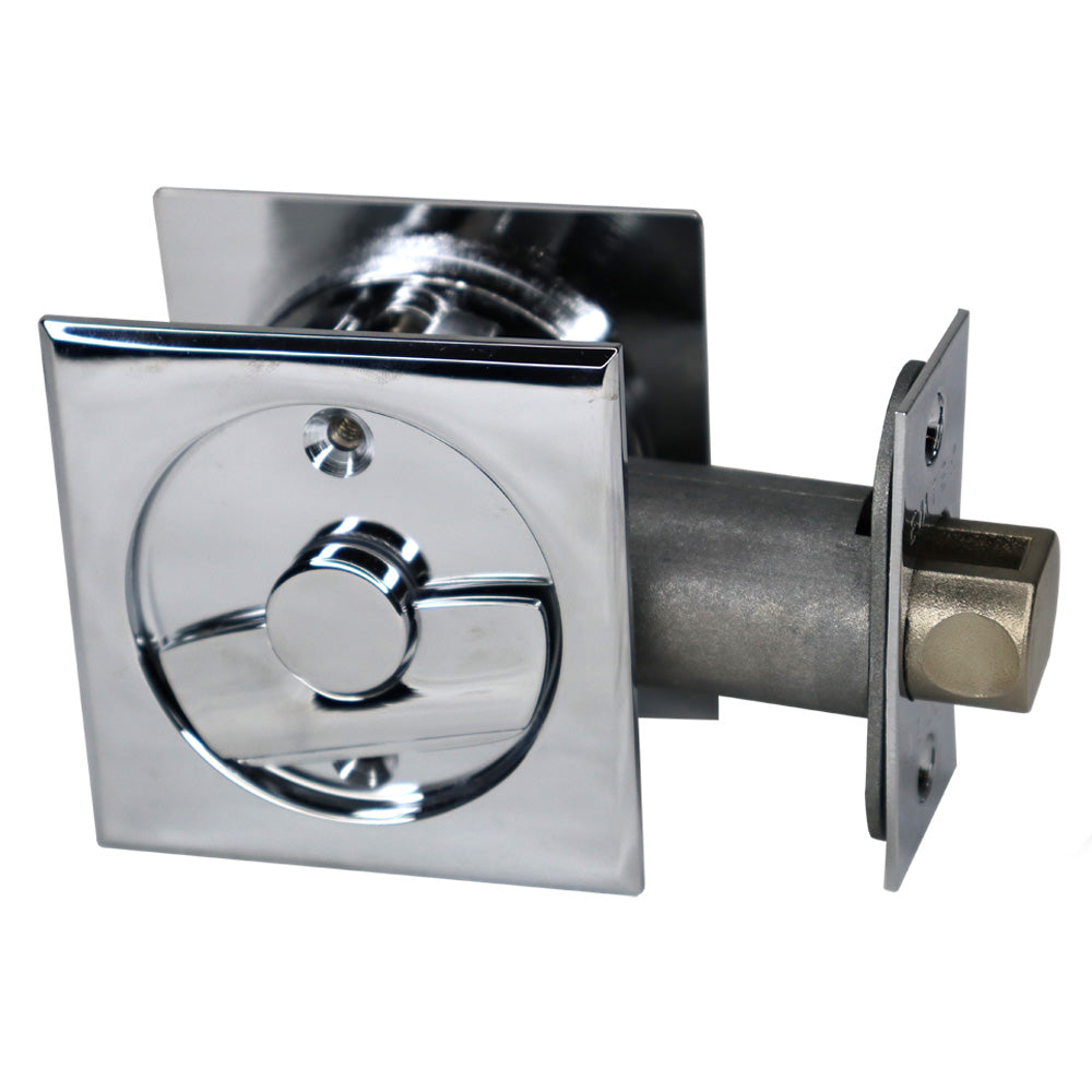 Emtek 2135US26 Square Privacy Pocket Door Tubular Lock with Privacy Strike Plate and Dust Box Polished Chrome Finish Main image
