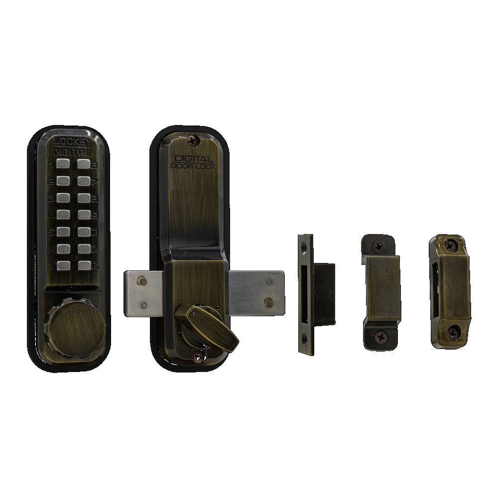 Lockey 2200AB Mechanical Keyless Surface Mount Deadbolt Antique Brass Finish