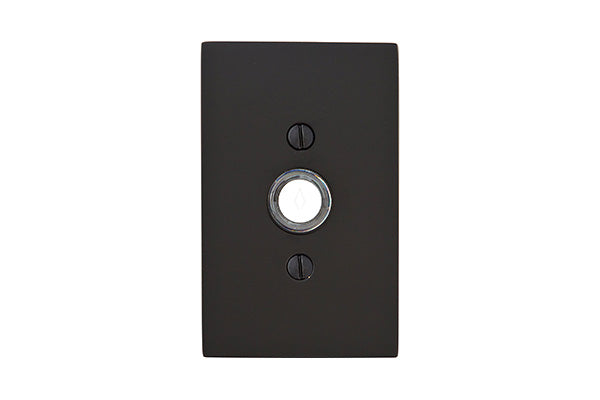 Emtek 2463US19 Doorbell Button Modern Rectangular Rose Flat Black Finish Main image