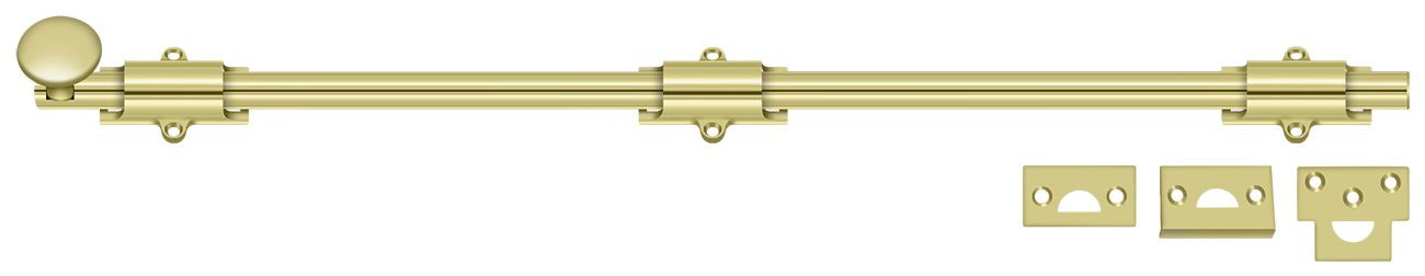 Deltana 24SB3 24" Surface Bolt; Heavy Duty; Bright Brass Finish Main image