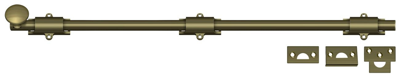 Deltana 24SB5 24" Surface Bolt; Heavy Duty; Antique Brass Finish Main image