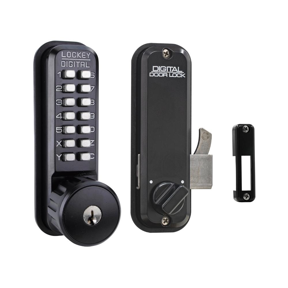 Lockey 2500JBMGKO Mechanical Surface Mount Hook Bolt with Key Override Jet Black Marine Grade Finish