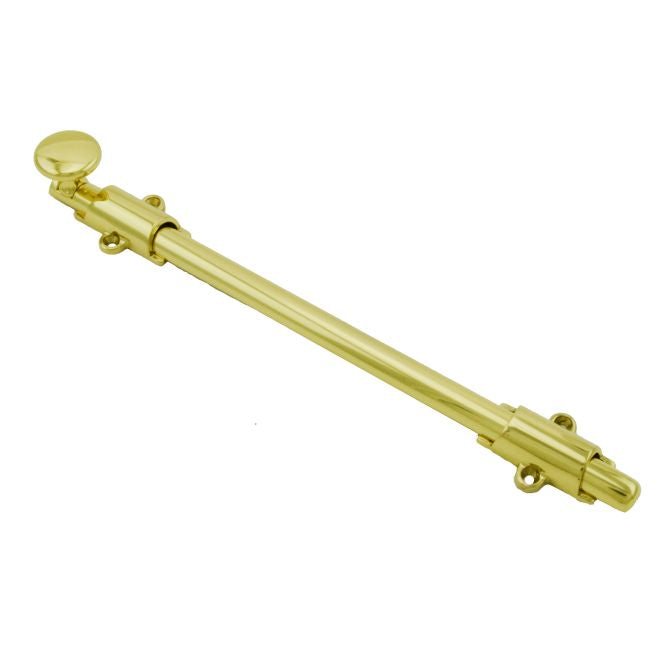 Ives Commercial 253B312 Solid Brass 12" Deluxe Surface Bolt with Multiple Strikes Bright Brass Finish