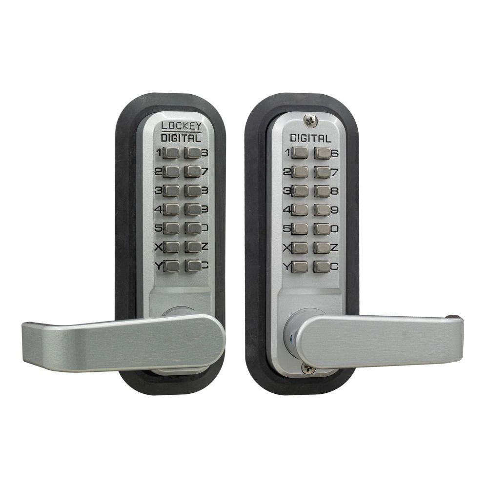 Lockey 2835SCMGDC Mechanical Keyless Lever Lock with Passage Function and Double Combination Satin Chrome Marine Grade Finish