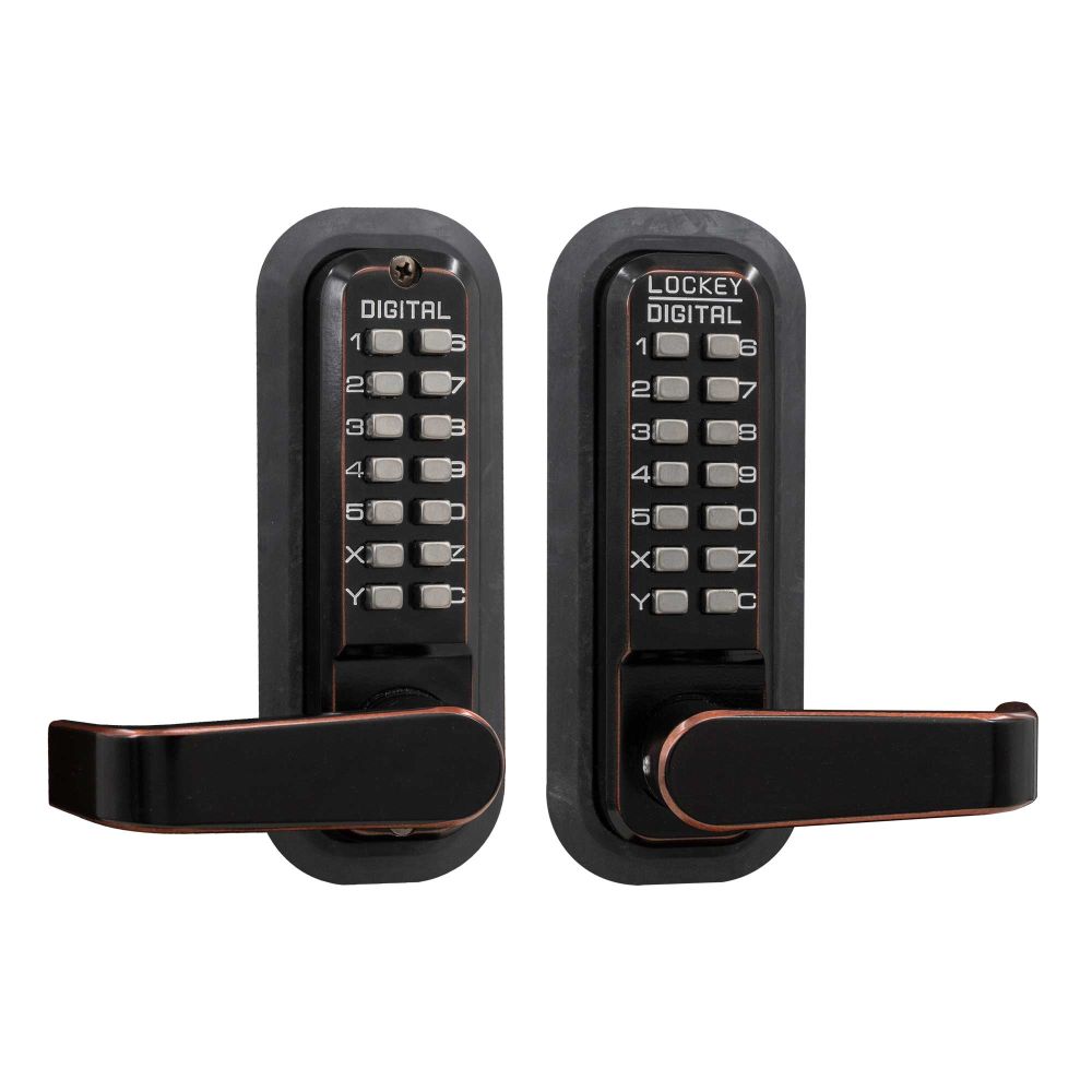 Lockey 2835OILDC Mechanical Keyless Lever Lock with Passage Function and Double Combination Oil Rubbed Bronze Finish