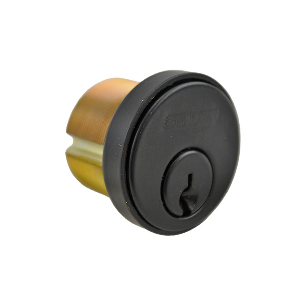 Schlage Commercial 30001C622118 1-1/8" Mortise Cylinder C Keyway with Compression Ring and Spring and L Cam Satin Black Finish Main image