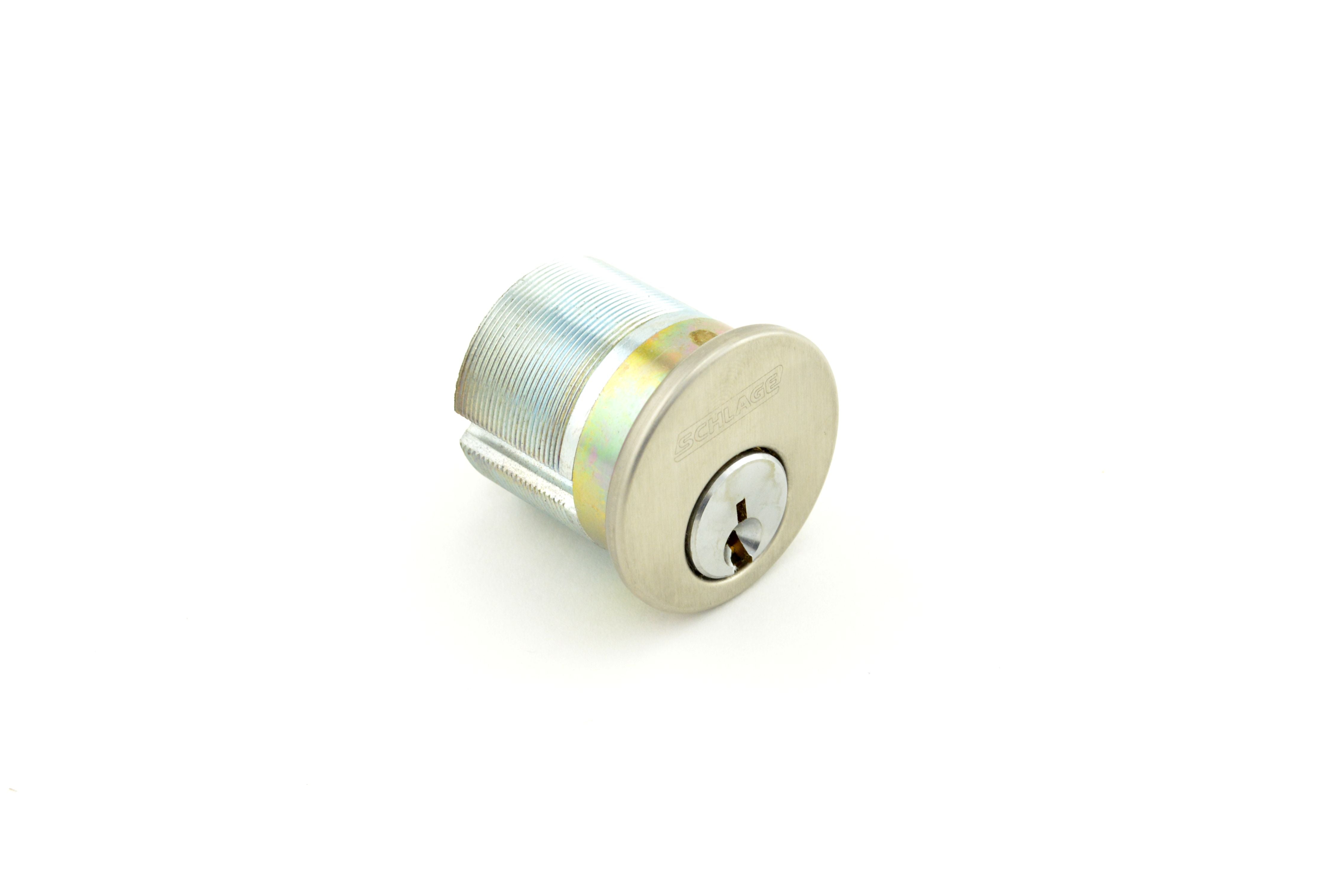 Schlage Commercial 30001E626114 1-1/4" Mortise Cylinder E Keyway with Compression Ring and Spring and L Cam Satin Chrome Finish Main image