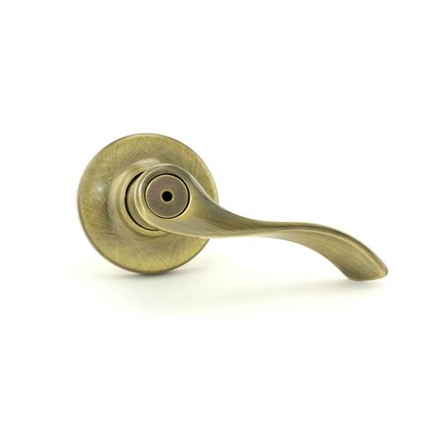 Kwikset 300BL-5 Balboa Lever Privacy Door Lock with 6AL Latch and RCS Strike Antique Brass Finish