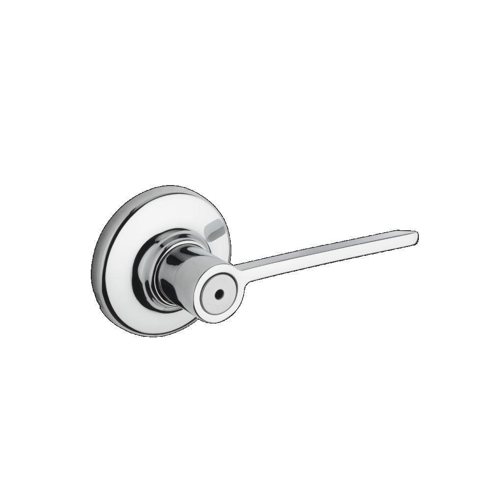 Kwikset 300LRLRDT-26 Ladera Lever with Round Rose Privacy Door Lock with 6AL Latch and RCS Strike Bright Chrome Finish