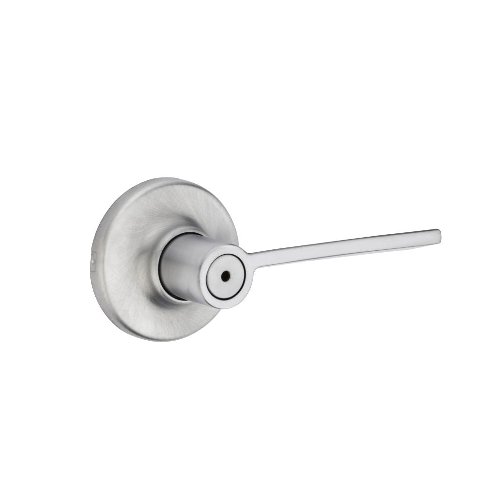Kwikset 300LRLRDT-26D Ladera Lever with Round Rose Privacy Door Lock with 6AL Latch and RCS Strike Satin Chrome Finish