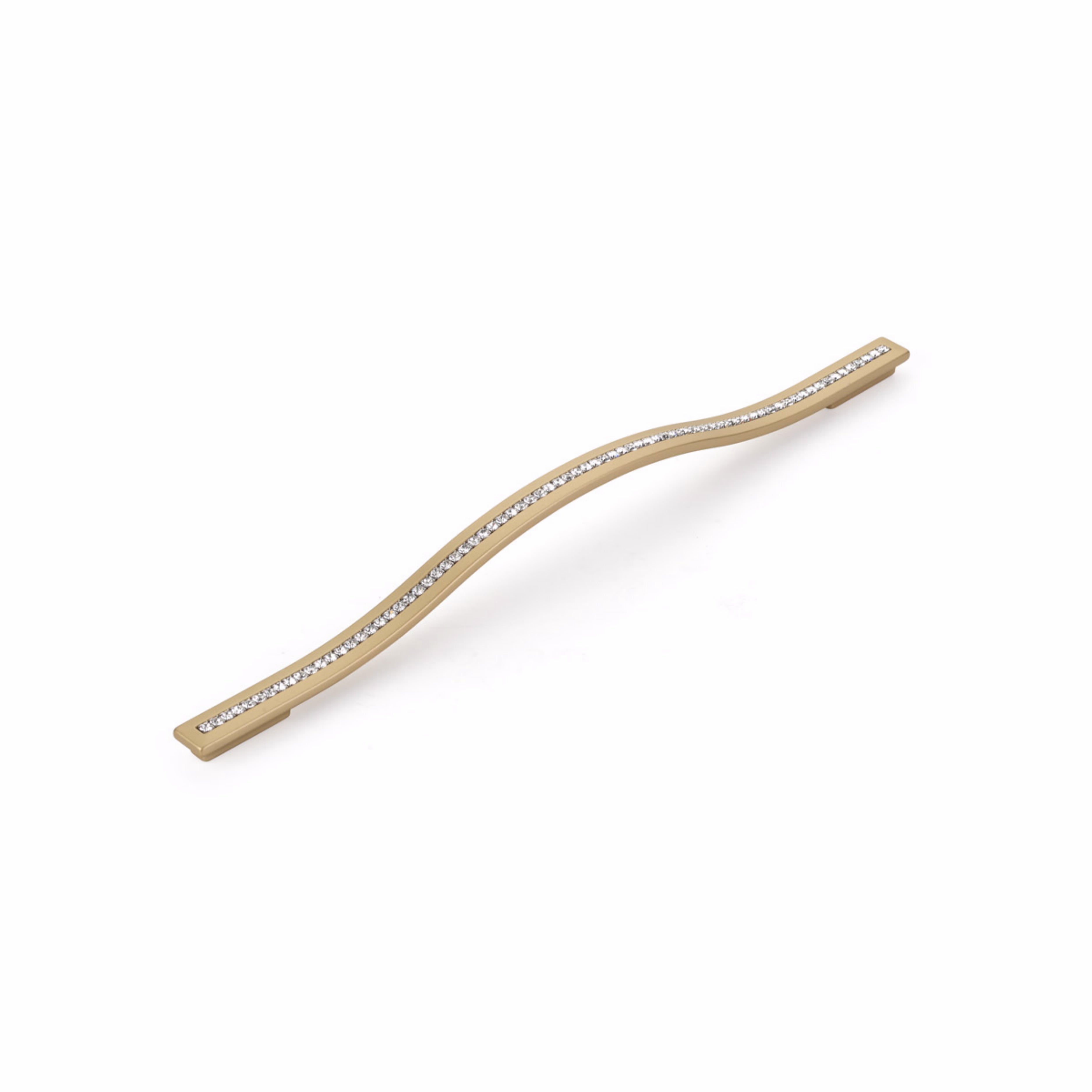 Schaub 303-SSB 288mm to 320mm Center to Center Skyevale Cabinet Pull with Crystals Signature Satin Brass Finish Main image