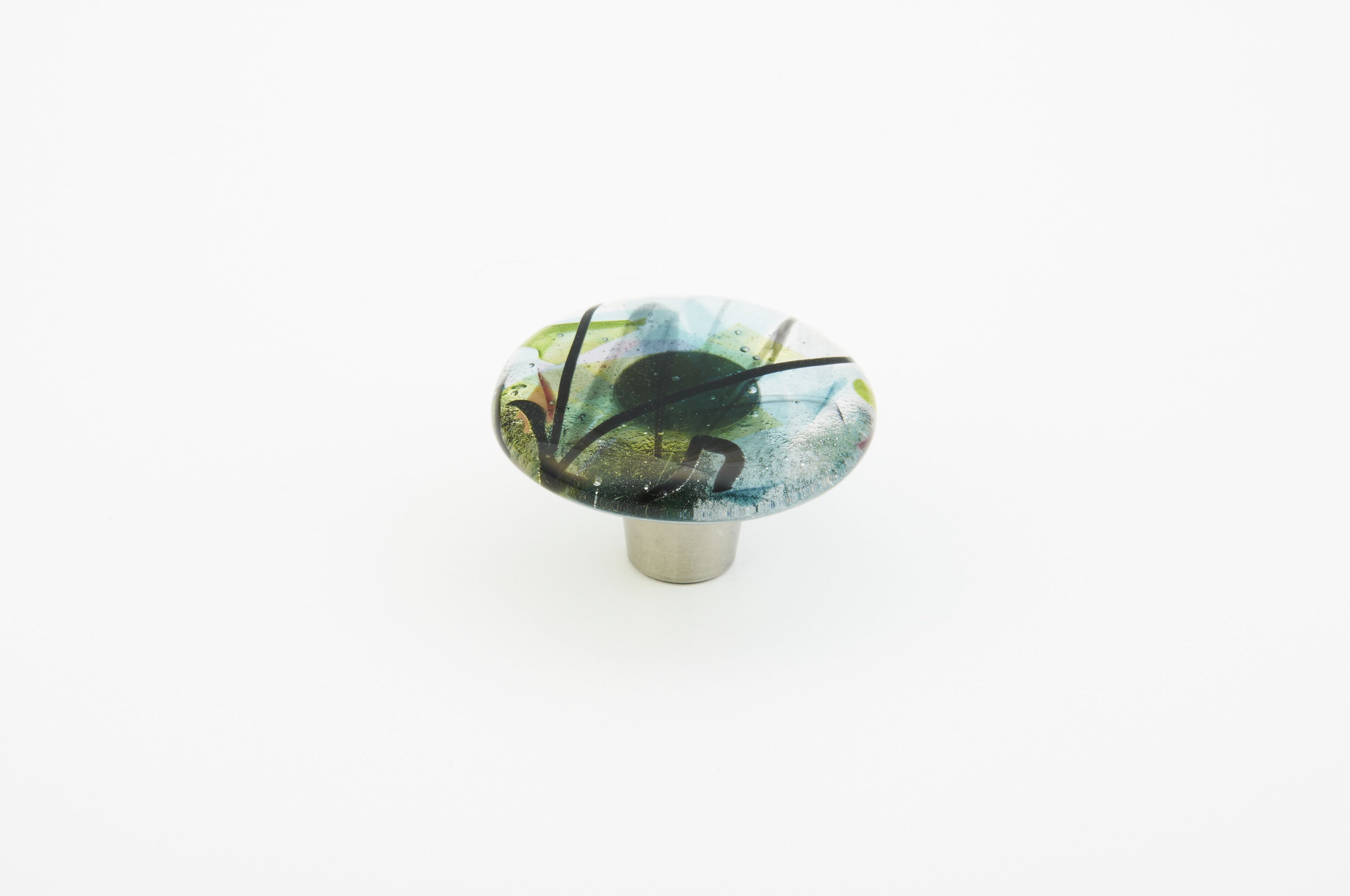 Schaub 31-COT 1-1/2" Round Glass Ice Cabinet Knob Confetti Turquoise Finish