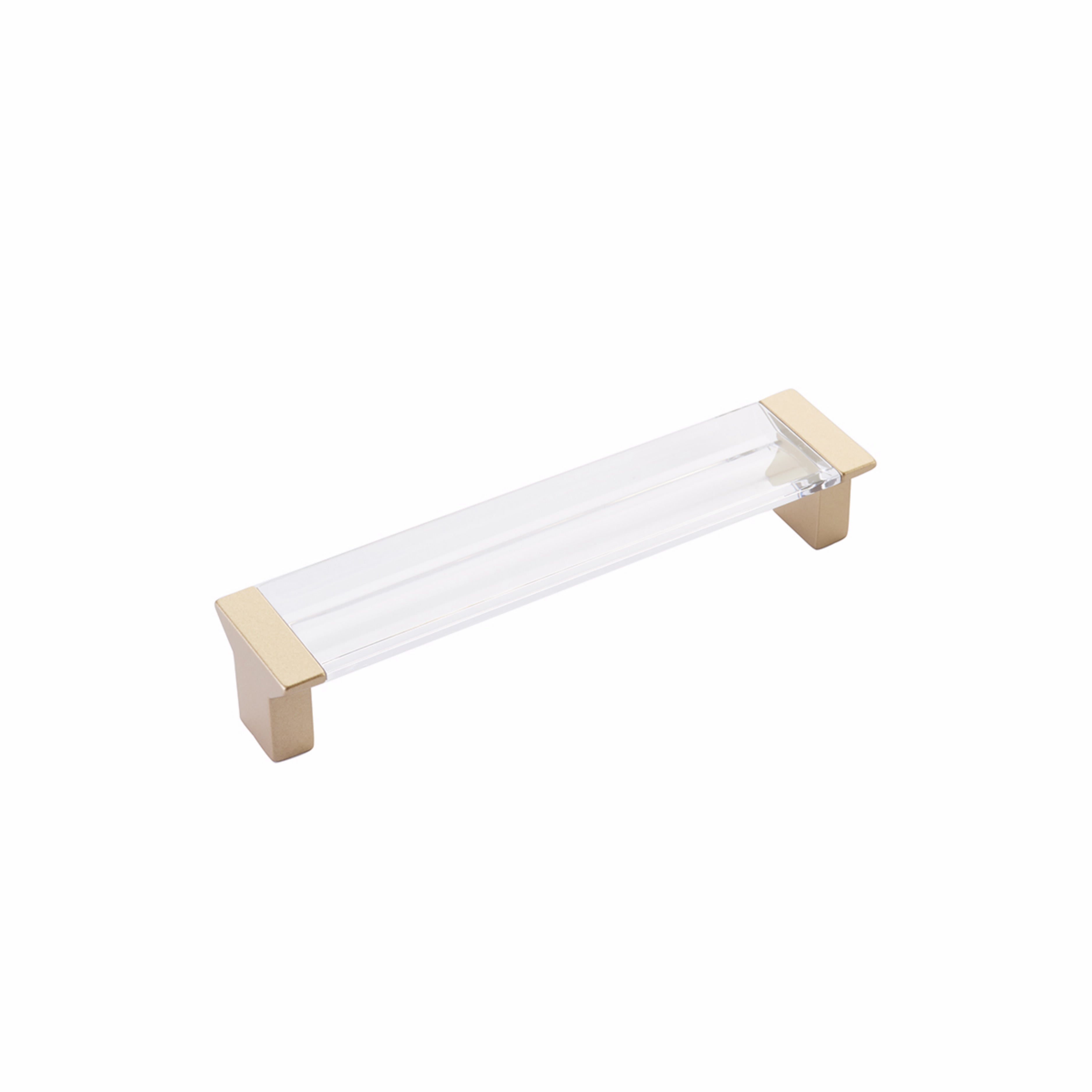 Schaub 316-SSB-CL 5-1/16" Center to Center Positano Clear Cabinet Pull Signature Satin Brass Finish Main image