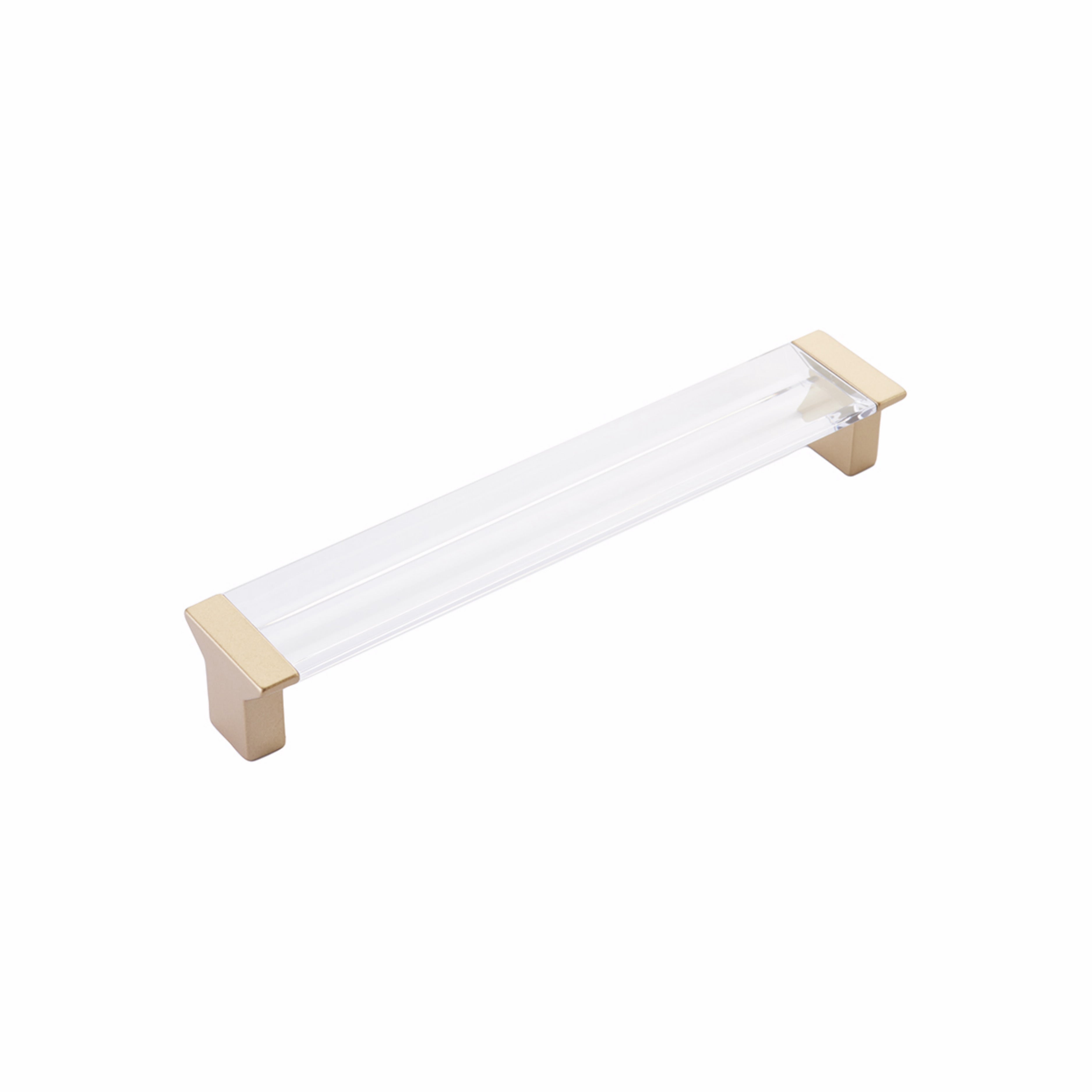 Schaub 317-SSB-CL 6-5/16" Center to Center Positano Clear Cabinet Pull Signature Satin Brass Finish