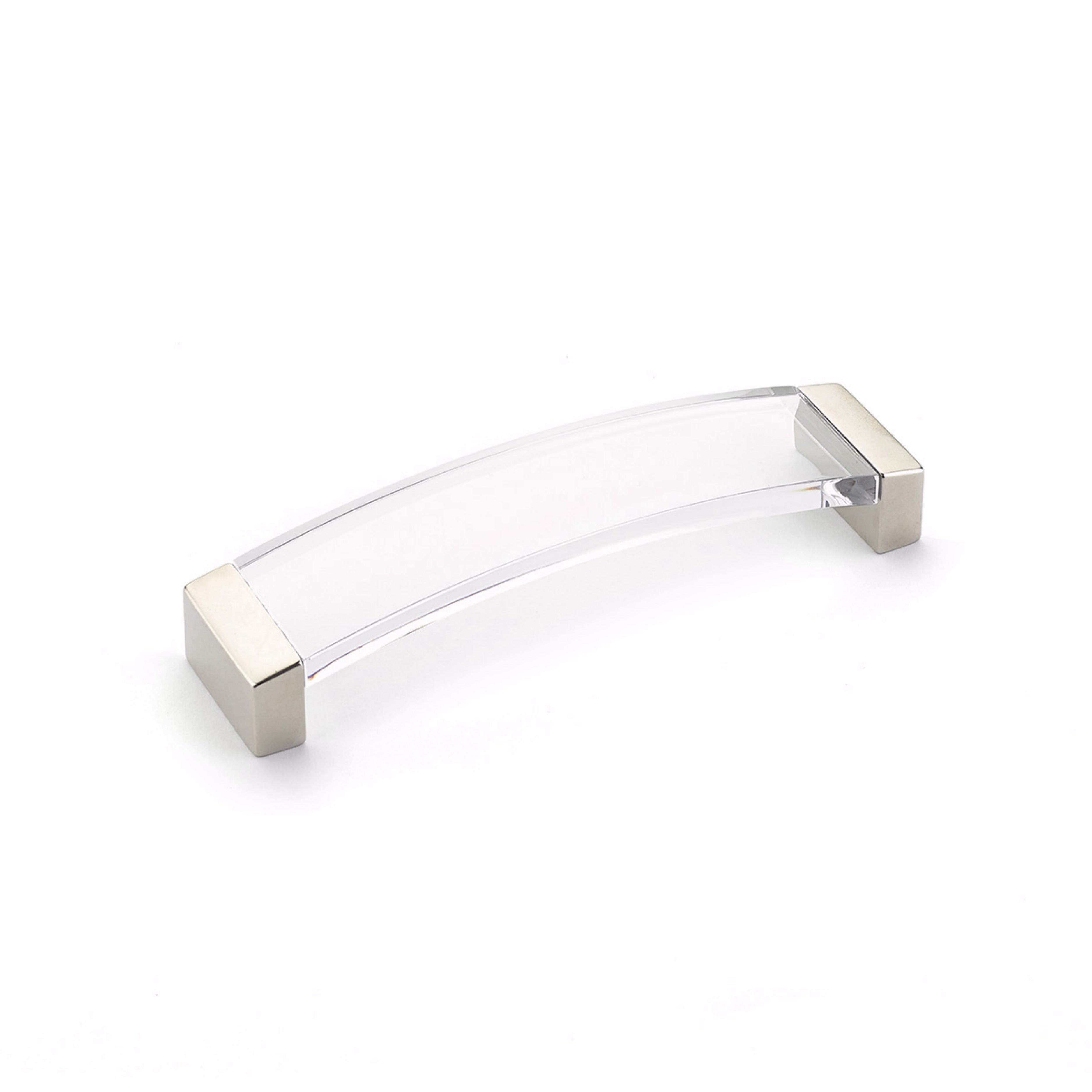 Schaub 320-15-CL 5-1/16" Center to Center Positano Arch Clear Cabinet Pull Satin Nickel Finish