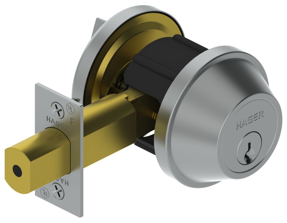 Hager 321526D Single Cylinder Deadbolt Satin Chrome Finish