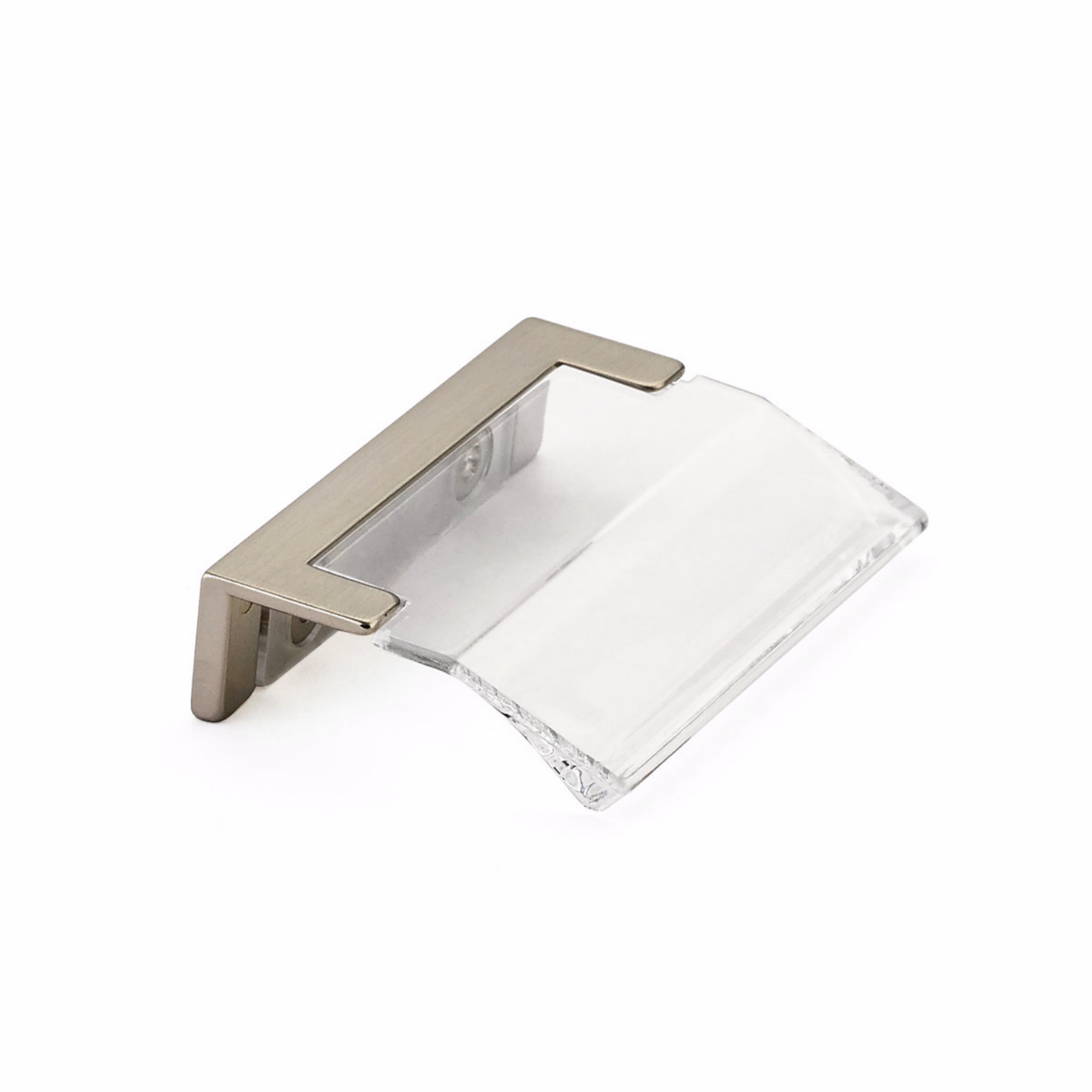 Schaub 323-15-CL 1-1/4" Center to Center Positano Arch Clear Cabinet Edge Pull Satin Nickel Finish Main image