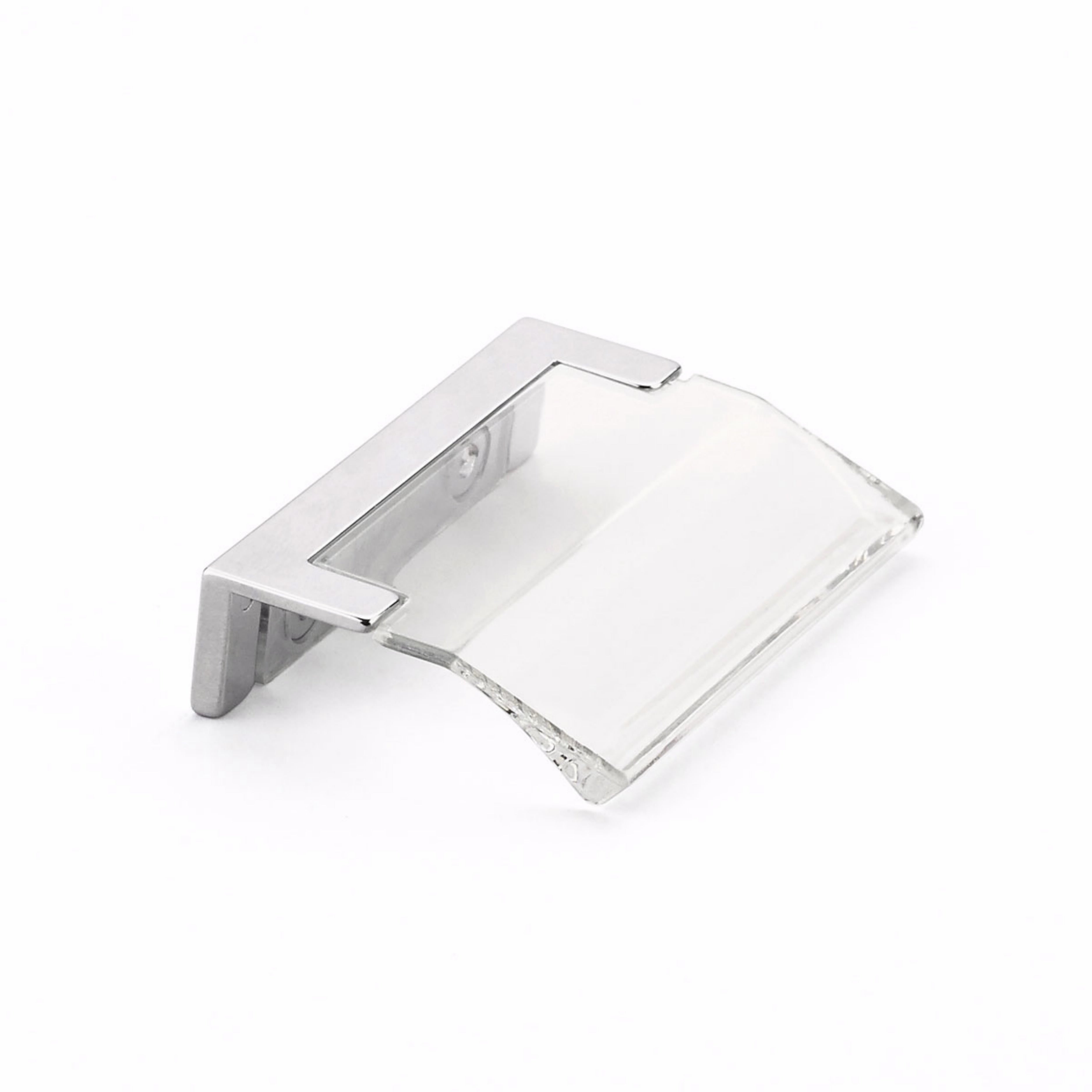 Schaub 323-26-CL 1-1/4" Center to Center Positano Arch Clear Cabinet Edge Pull Polished Chrome Finish Main image