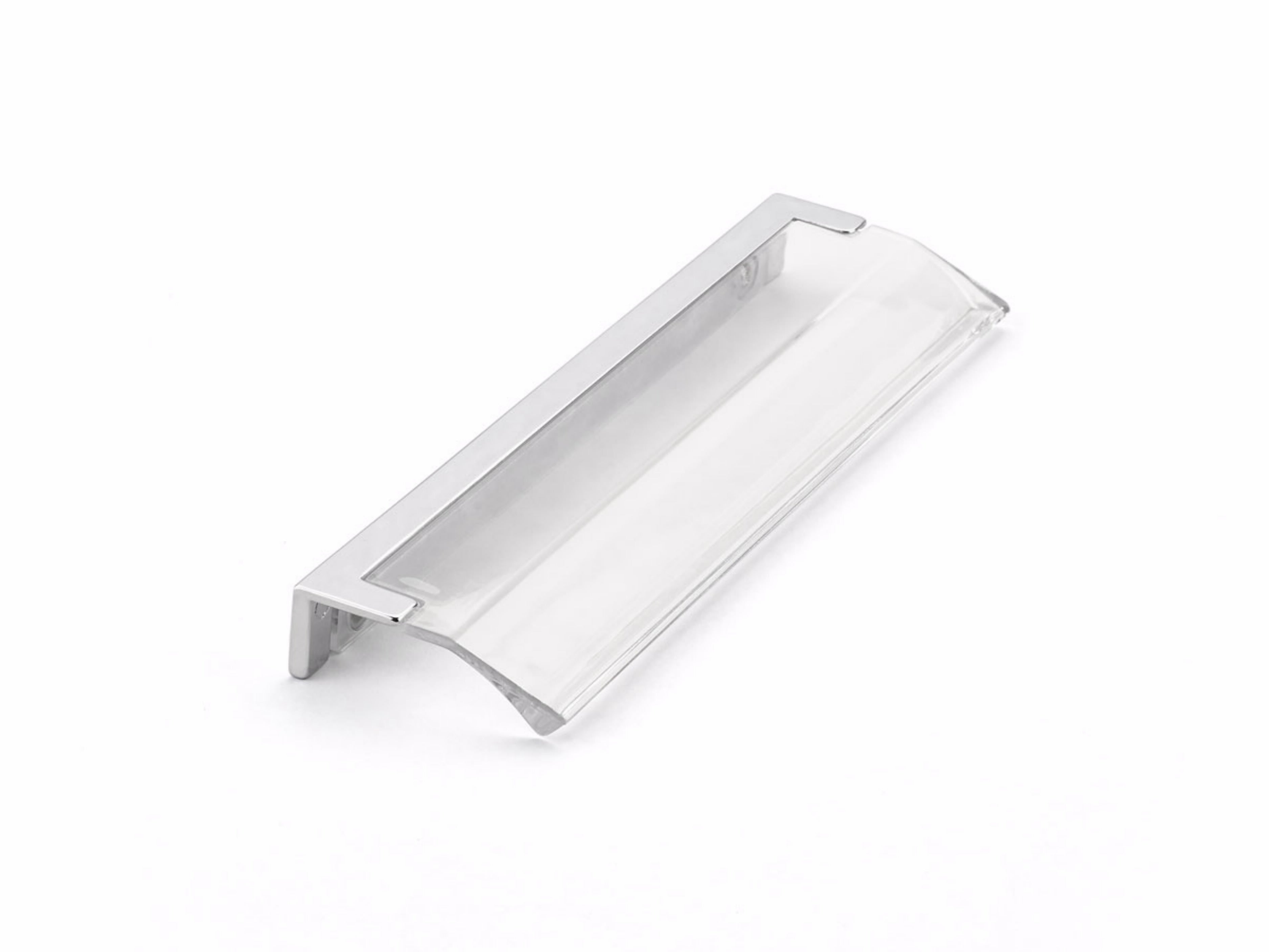 Schaub 324-26-CL 5-1/16" Center to Center Positano Arch Clear Cabinet Edge Pull Polished Chrome Finish
