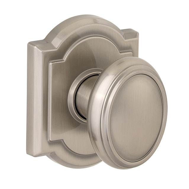 Baldwin Prestige 352CYKARB15 Passage Carnaby Knob with Arch Rose with 6AL Latch and RCS Strike Satin Nickel Finish