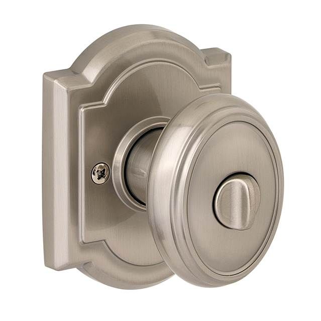 Baldwin Prestige 353CYKARB15 Privacy Carnaby Knob with Arch Rose with 6AL Latch and RCS Strike Satin Nickel Finish