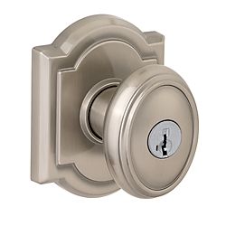 Baldwin Prestige 354CYKARB15S Entry Carnaby Knob with Arch Rose with 6AL Latch; RCS Strike; and Smart Key Satin Nickel Finish