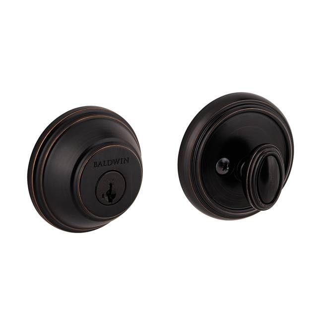 Baldwin Prestige 380RDB11PS Round Single Cylinder Deadbolt with RCAL Latch; RCS Strike; and Smart Key Venetian Bronze Finish