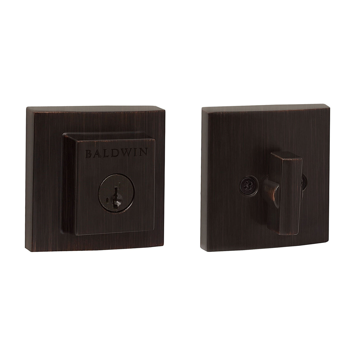 Baldwin Prestige 380SDB11PS Square Single Cylinder Deadbolt with RCAL Latch; RCS Strike; and Smart Key Venetian Bronze Finish